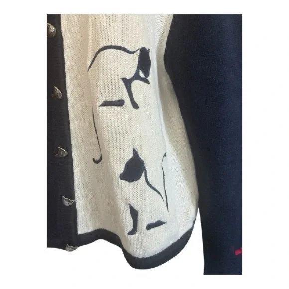 Christopher & Banks Navy and White Cat Sweater Size Large - Picture 4 of 14